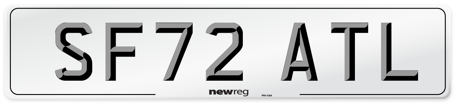 SF72 ATL Number Plate from New Reg